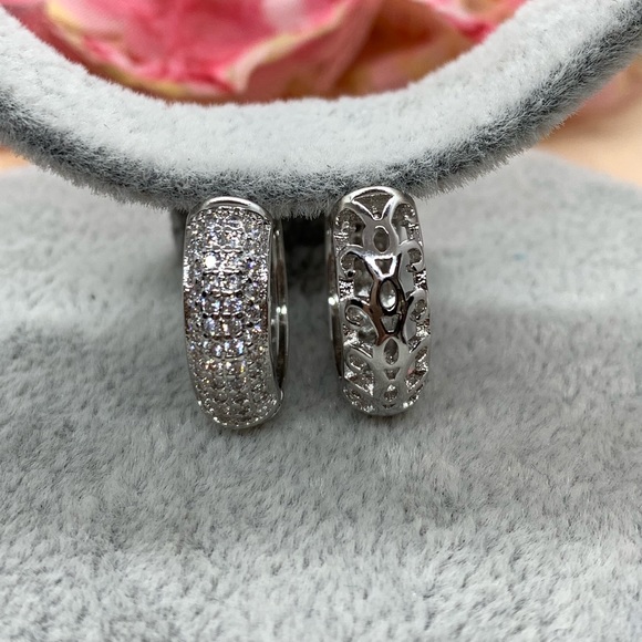 Sterling Silver 925 CZ Hoop Earrings - Picture 5 of 5